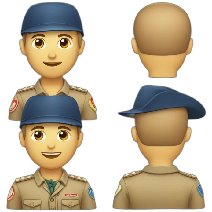 Guides des scout unitaire de France avec cheveux marron en queue de cheval emoji