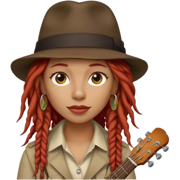 female red haired Musician with dreadlocks and fedora emoji