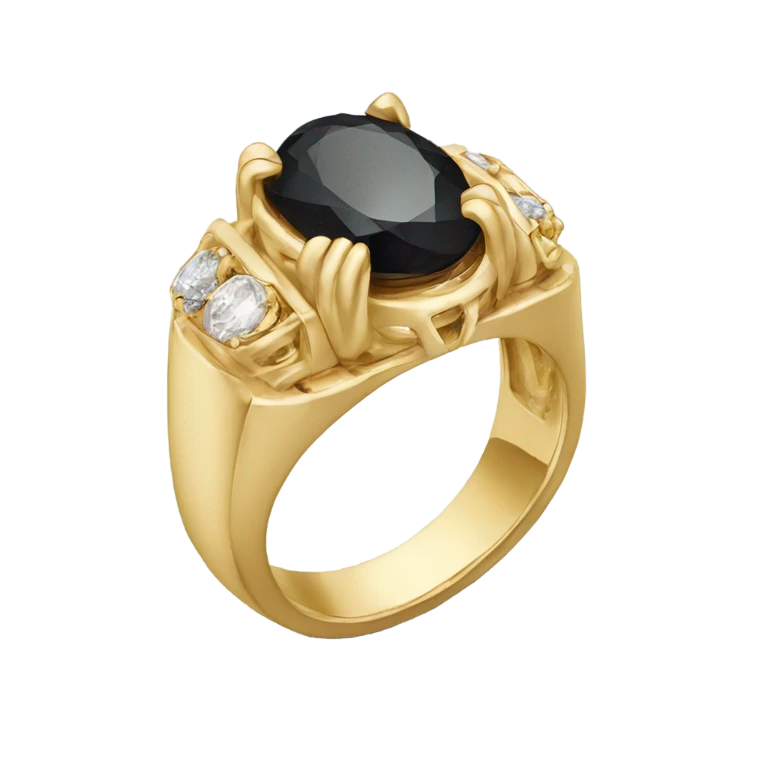 gold ring with black oval diamond emoji