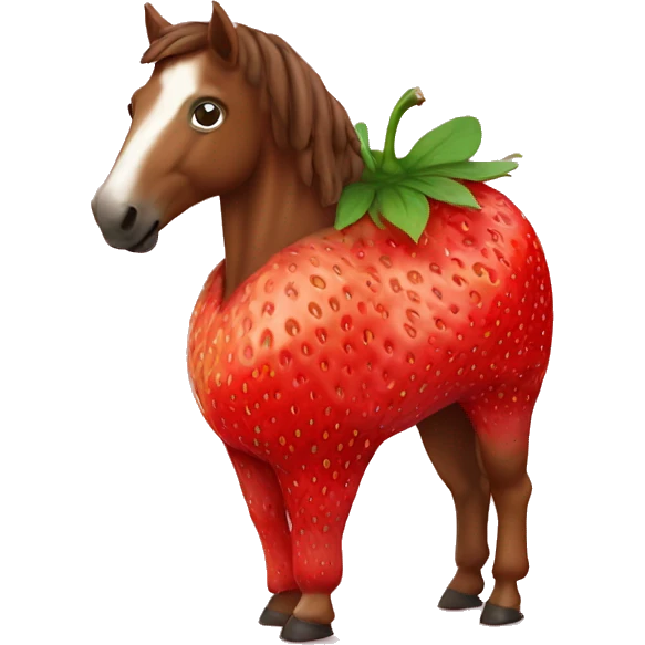 A horse in the body of a strawberry emoji