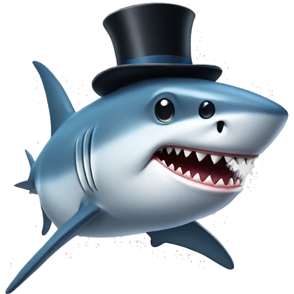 Shark with a top hat emoji