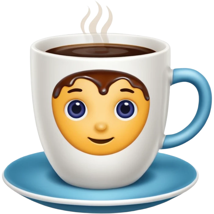 Slow brew coffee with blueberry design in a turkis white cup faceless emoji