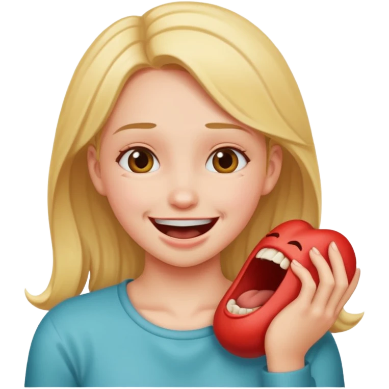 girl choking herself smiling  emoji