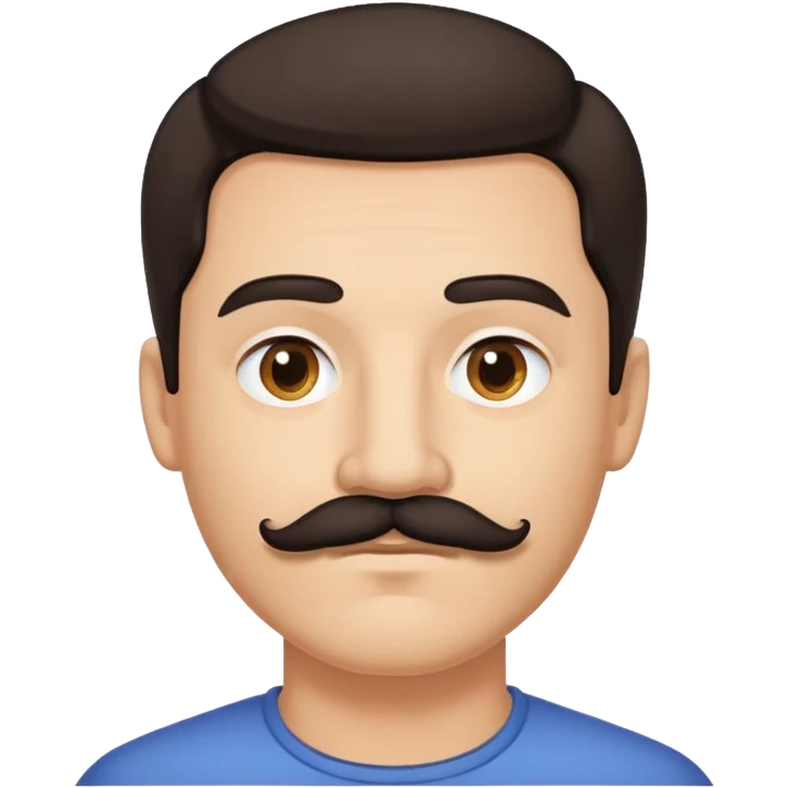 close-up of man face only with mustache, medium eyes, medium light skin tone, dark hair, no neck visible, just the face emoji