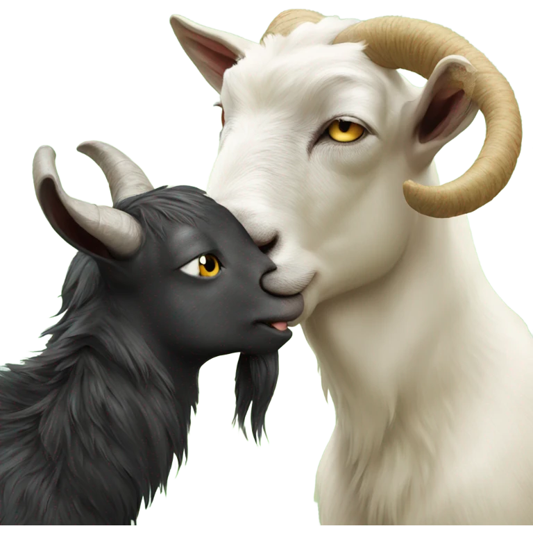 Goat kisses lion  emoji