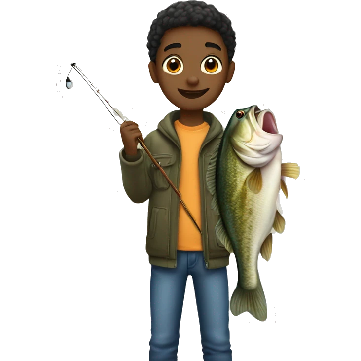 boy with bass fish emoji