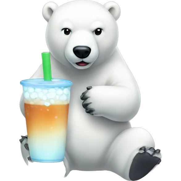 polar bear drinking boba emoji