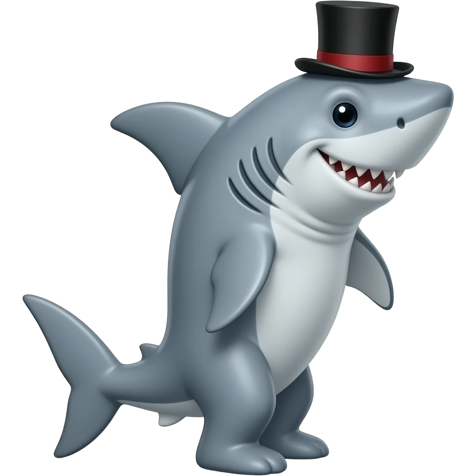 Shark with a top hat emoji