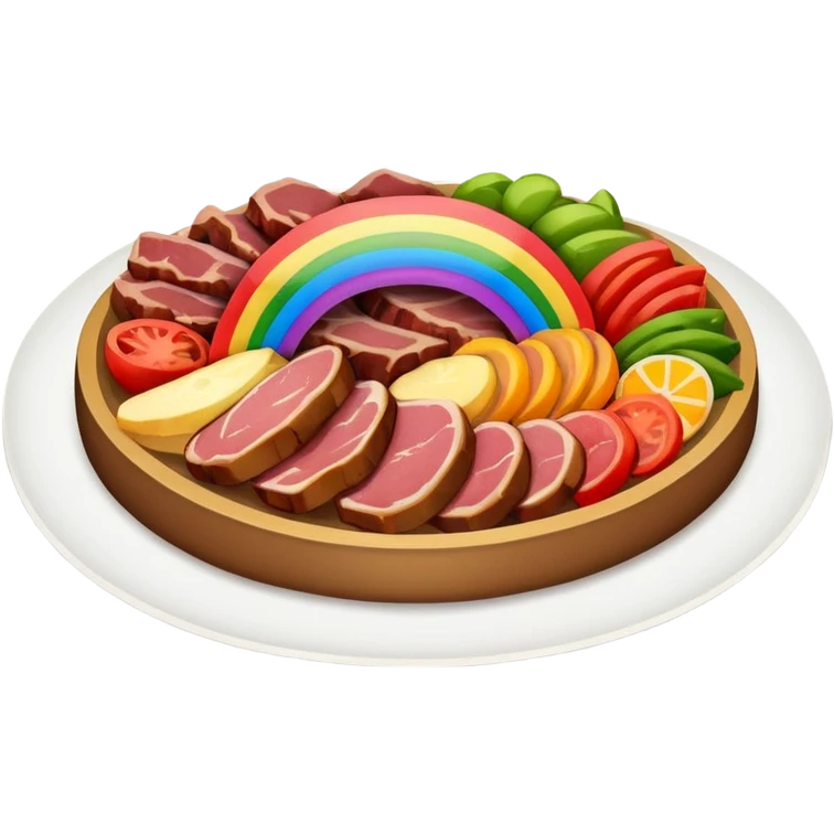 meat plate, with a rainbow outline emoji