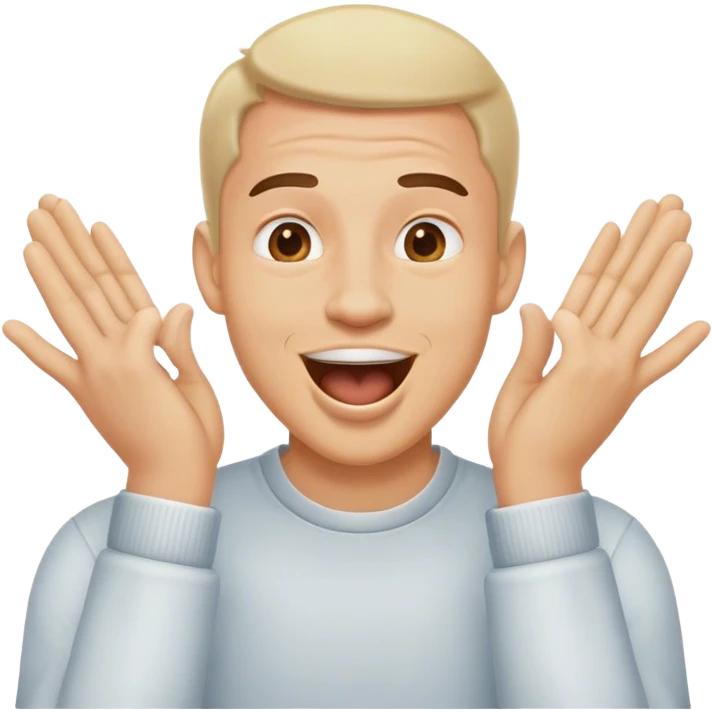 A man who puts his two hands to his mouth and opens his mouth with those hands and laughs
 emoji