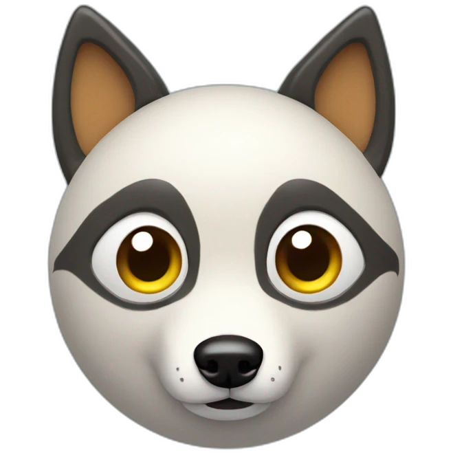 3d sphere with a cartoon Wolf skin texture with big feminine eyes emoji