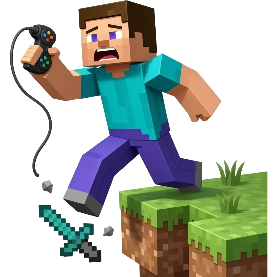 Adam rage quitting Minecraft because he fell to his death emoji