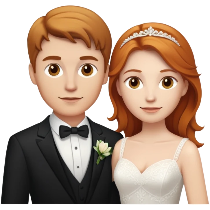 wedding couple with white man with brown hair and white woman with light ginger hair emoji