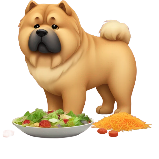 chow chow looking at salad sadly emoji