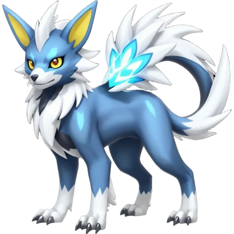 Feral Quadrupedal Digitigrade Luxray-Silvally-Absol-Renamon-Manectric-fusion-hybrid-creature, full body  emoji