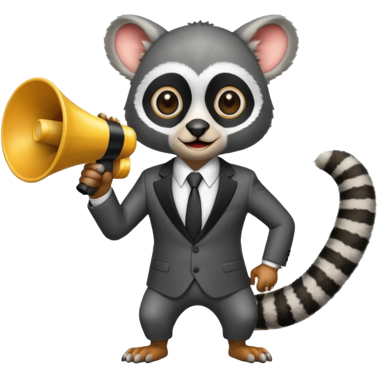 Lemur holding a megaphone wearing human clothes   emoji