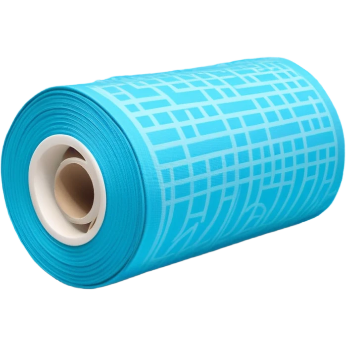 blue roll of fabric with digital pattern, smart fabric, high-tech texti emoji