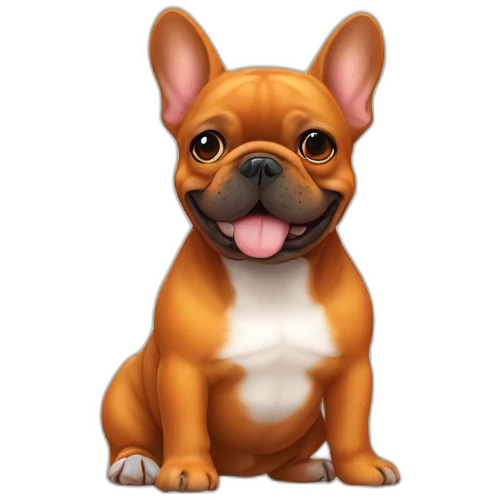 french bulldog dog old cheerful fat  dark orange same color emoji