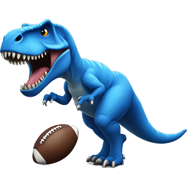 blue t rex playing football emoji