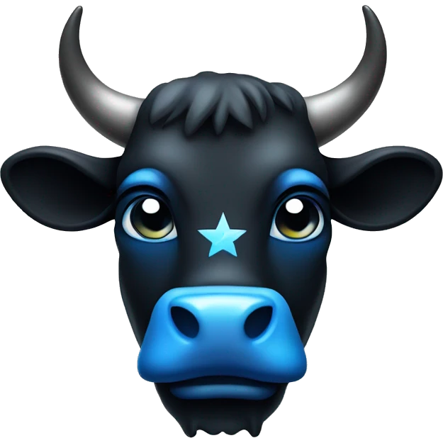 black bull head with a shining blue penta star on his forehead emoji