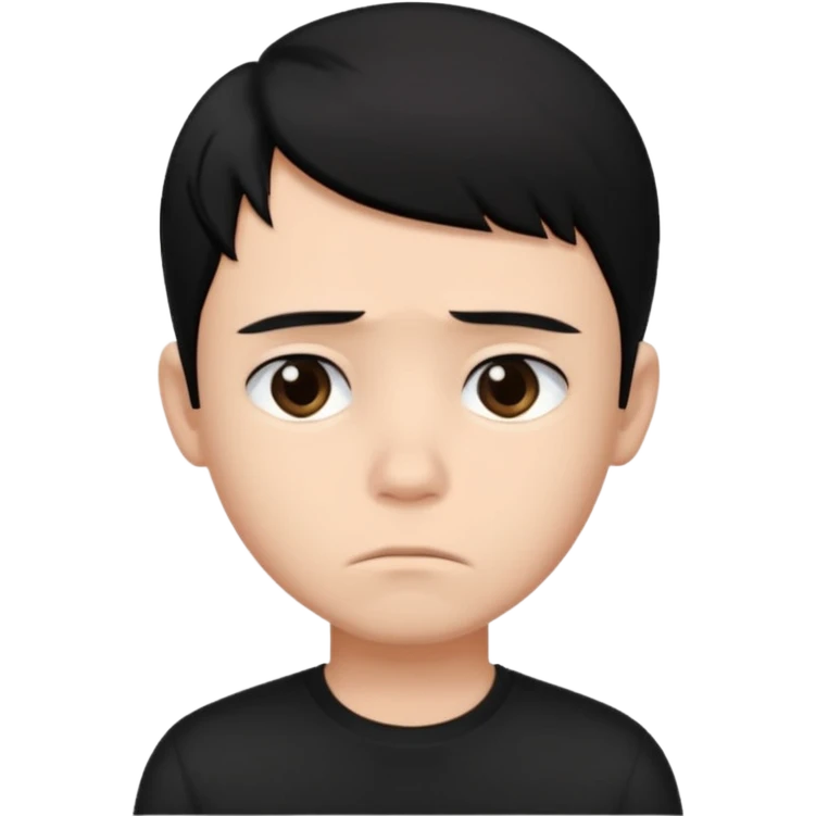 Roblox Avatar whit black shirt and sleek boy har sad emoji