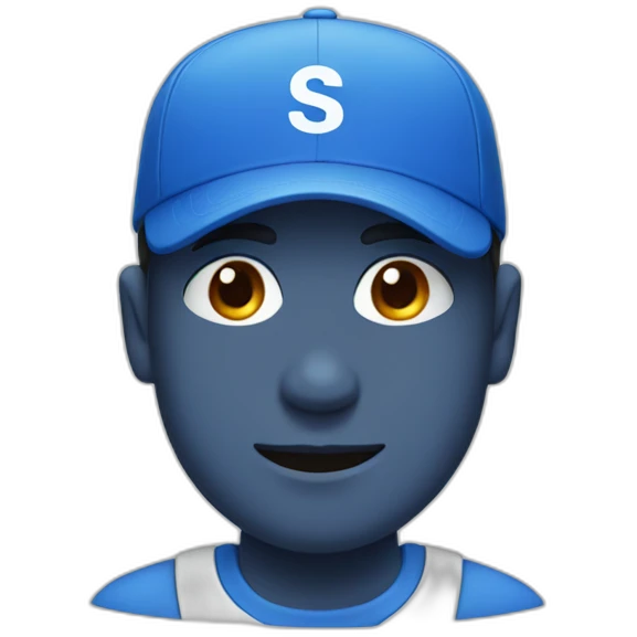 A Men with a blue cap and with the white letters S and K in his blue tshirt emoji