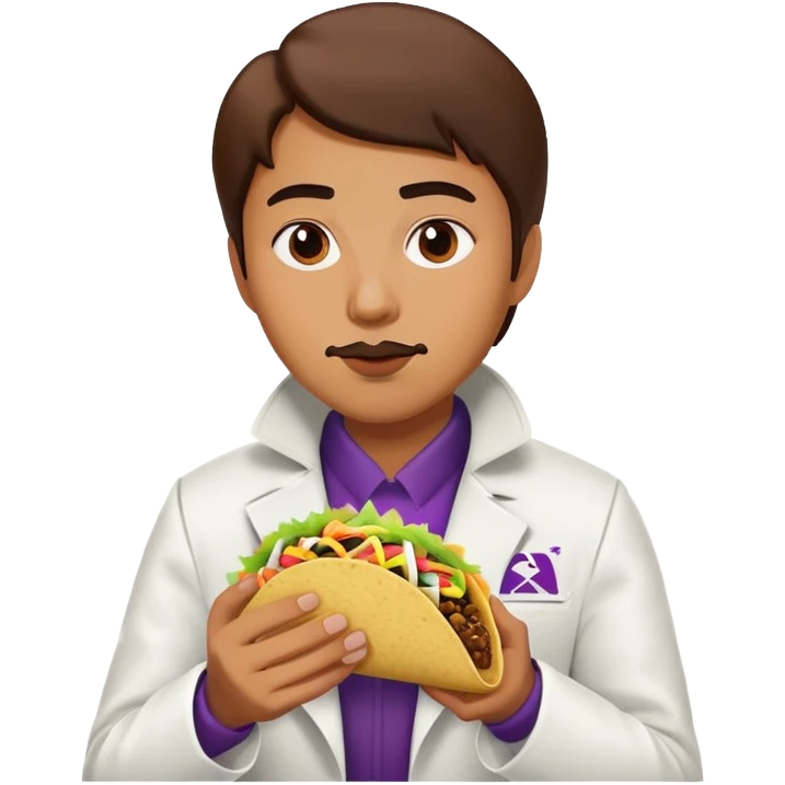 Bookworm with a white coat eating some taco bell emoji
