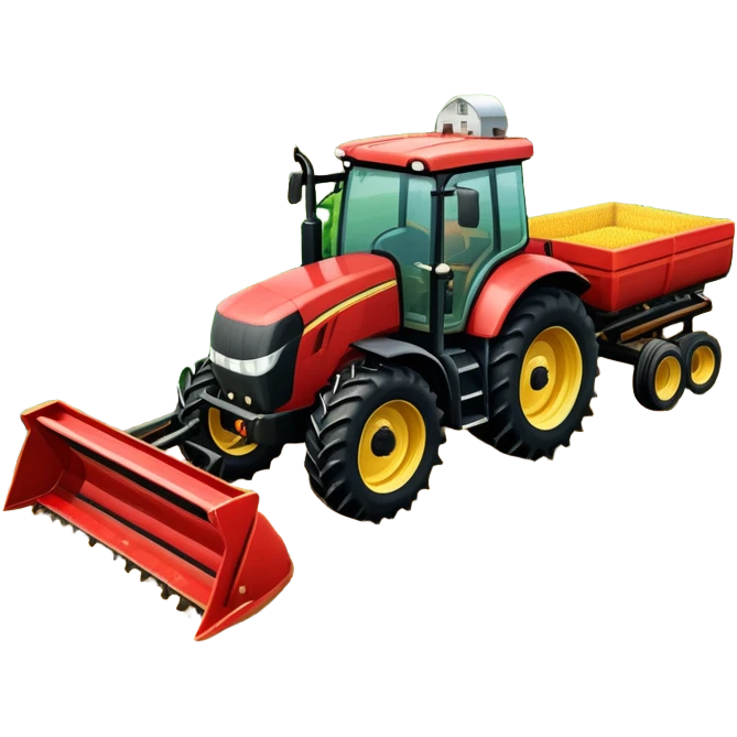 An icon representing a farming simulator, with a detailed tractor plowing fields under a bright sky. The design includes farming tools, crops, and barns, symbolizing the immersive experience of managing a farm. Transparent background emphasizes the peaceful yet hardworking nature of the game. emoji