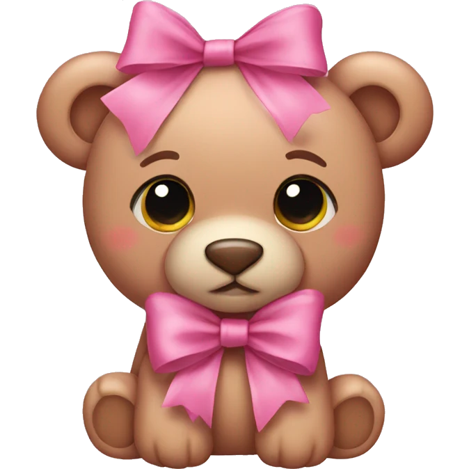 Pink teddy bear wearing bows emoji