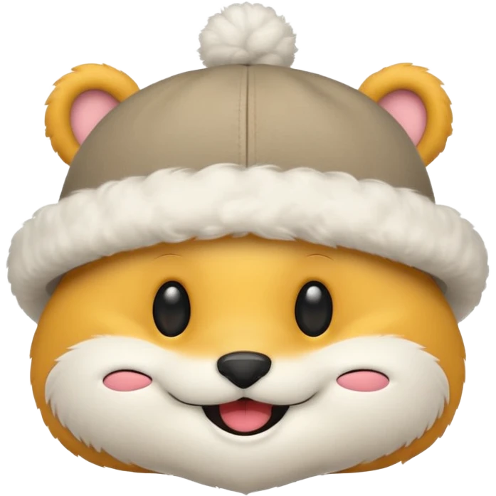a hat with an animal smile emoji