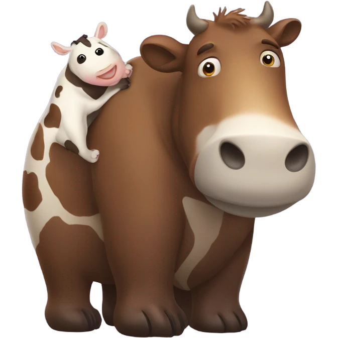 Grizzly bear hugging a cow emoji