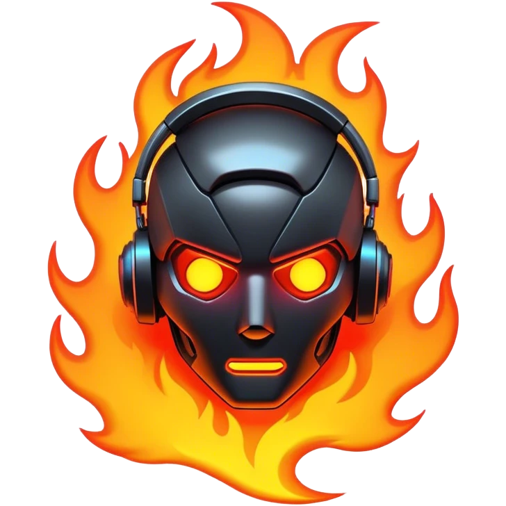 Fire cyberpunk outline neon emoji