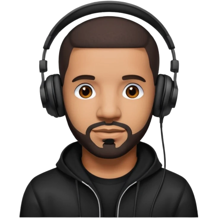 drake Black Headphones emoji