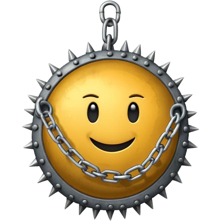 iPhone text message emoji size ball, and chain with spikes emoji