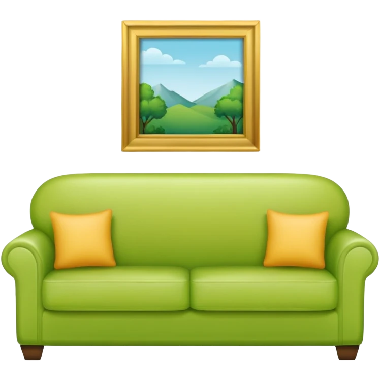 living room in ios emoji style

no TV, and make the couch a light green color emoji