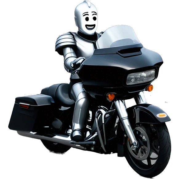Tin Man on a black Harley road glide emoji