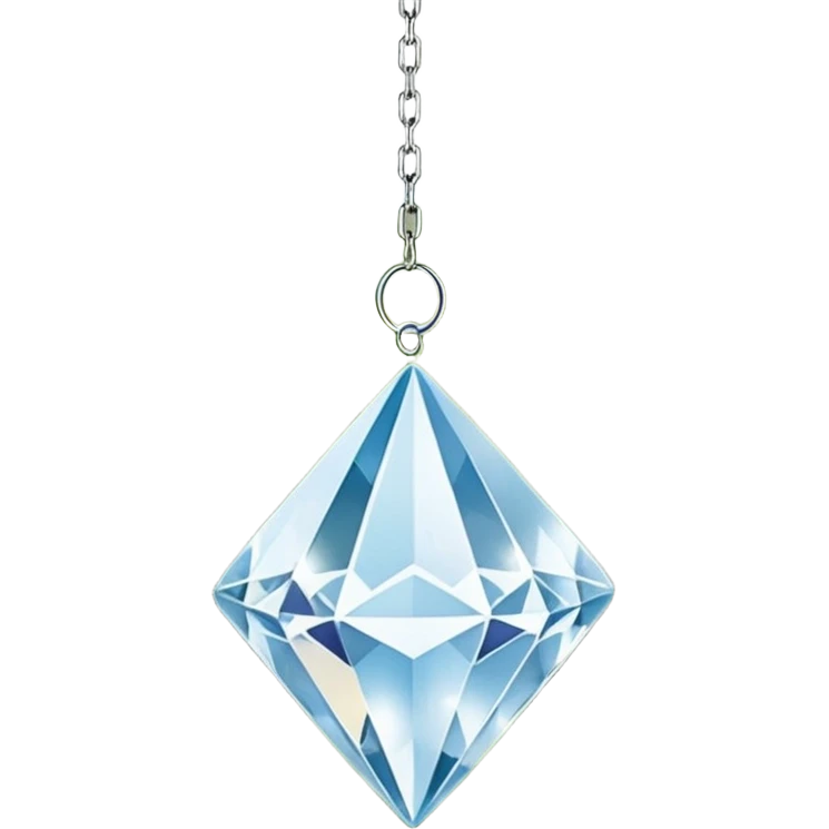 Hanging crystal diamond shape suncatcher with a long metal chain and embedded crystal connectors  emoji