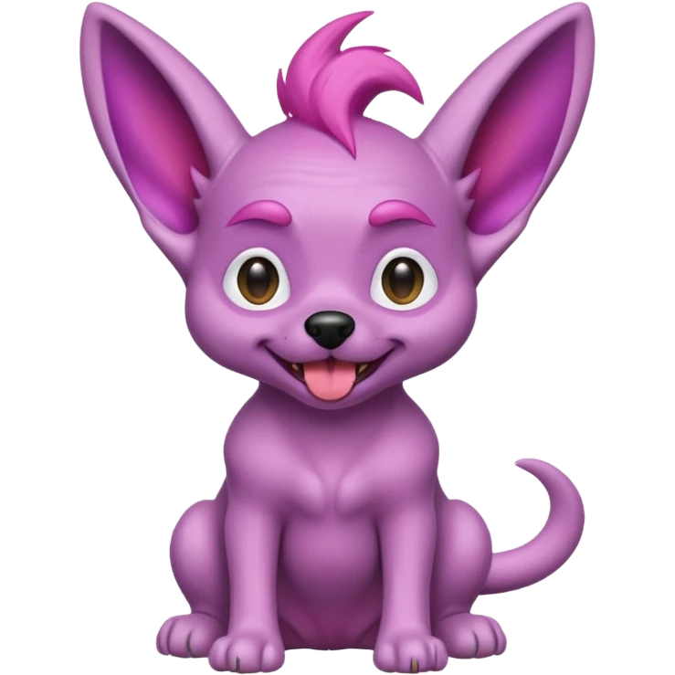 alien dog purple with pink hair very big folded ear and panting emoji