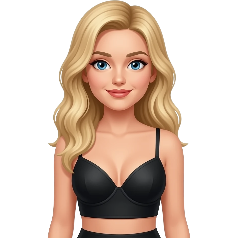 Blonde women wearing black camisole lingerie top and bottom emoji