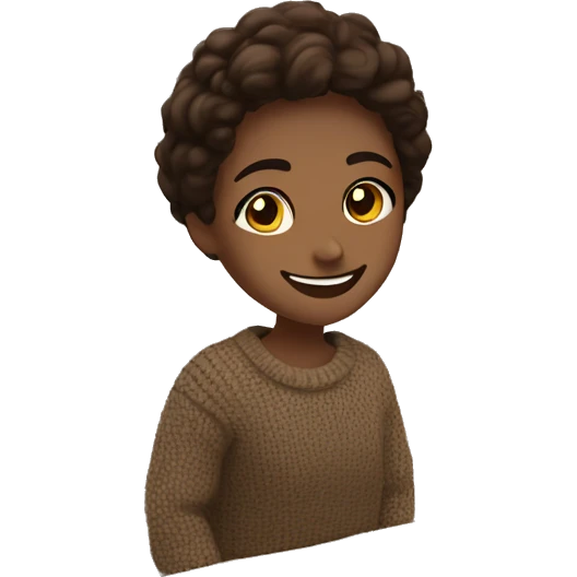 heartfelt smile in brunette brown eyes square head sweater on toilet  emoji