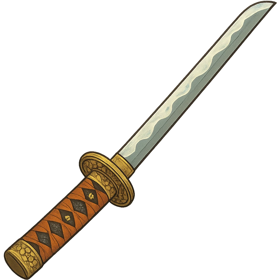 stylized Japanese katana with ornate handle and blade emoji