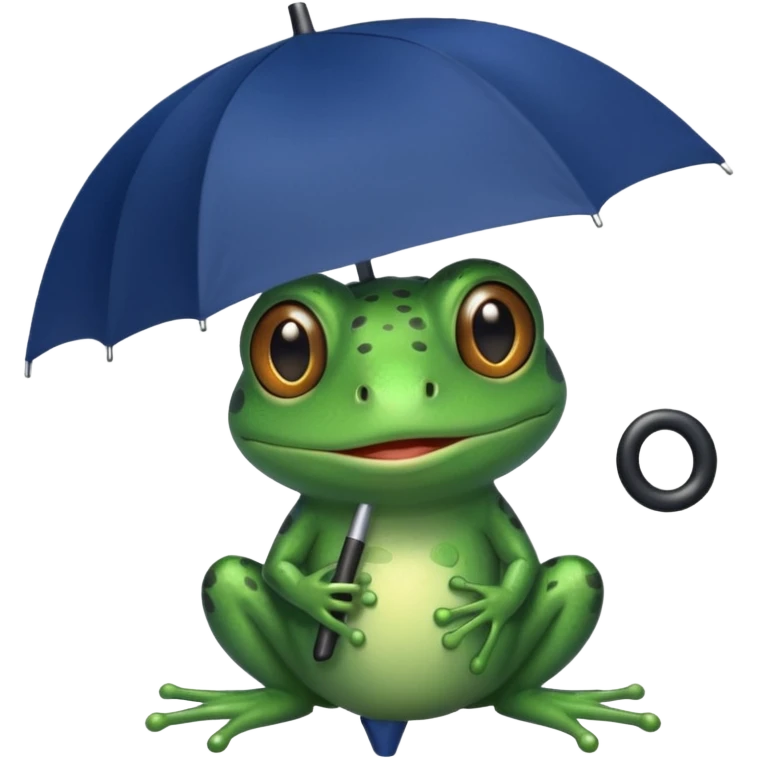 Frog hold small dark blue umbrella emoji