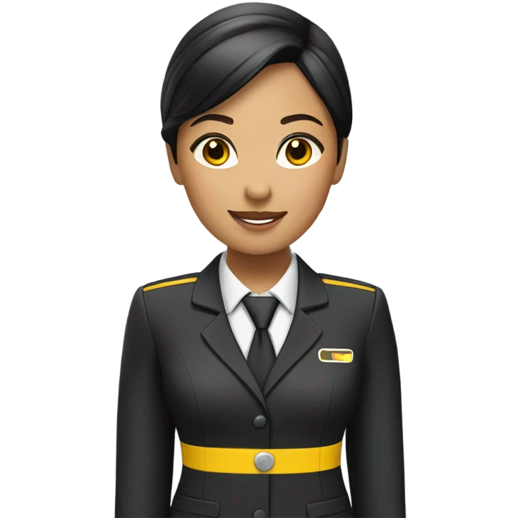 Black yellow flight attendant Asian  emoji