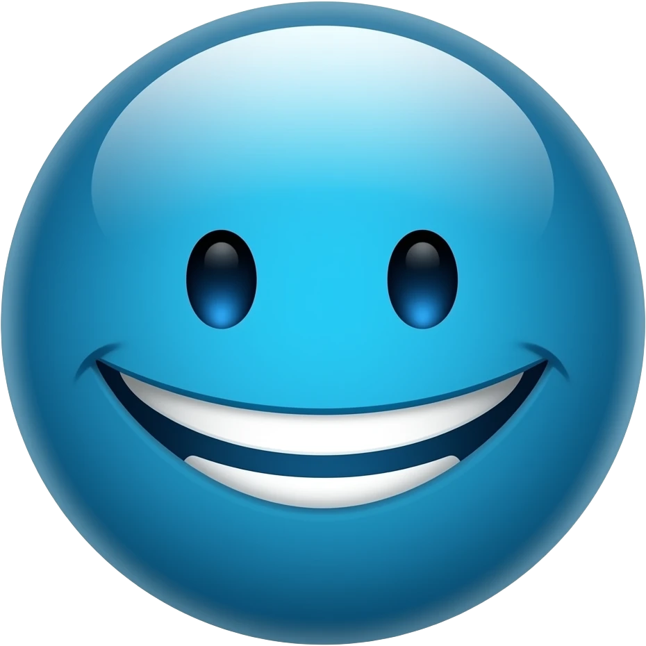 make a blue ball that has a devious smile emoji