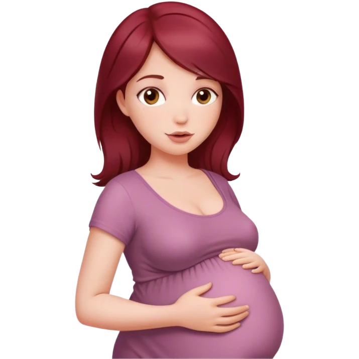 Beautiful burgundy haired pregnant girl emoji