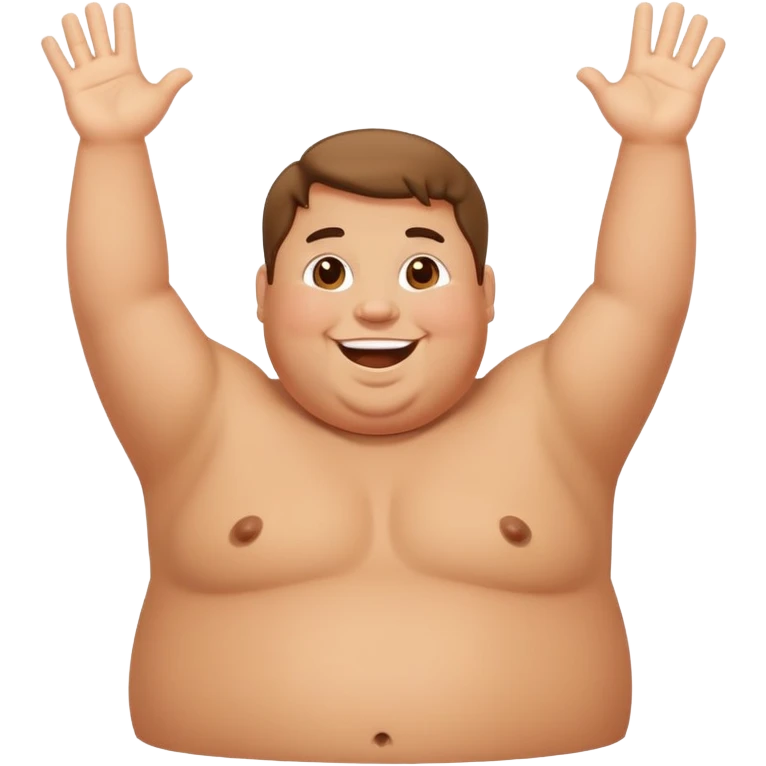 A happy fat person with arms raised in celebration emoji