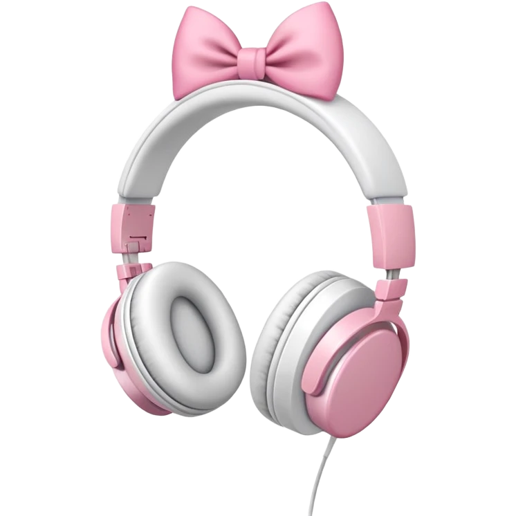 White headphones with pink bow emoji