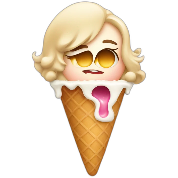 a girl swallowing an ice cream emoji