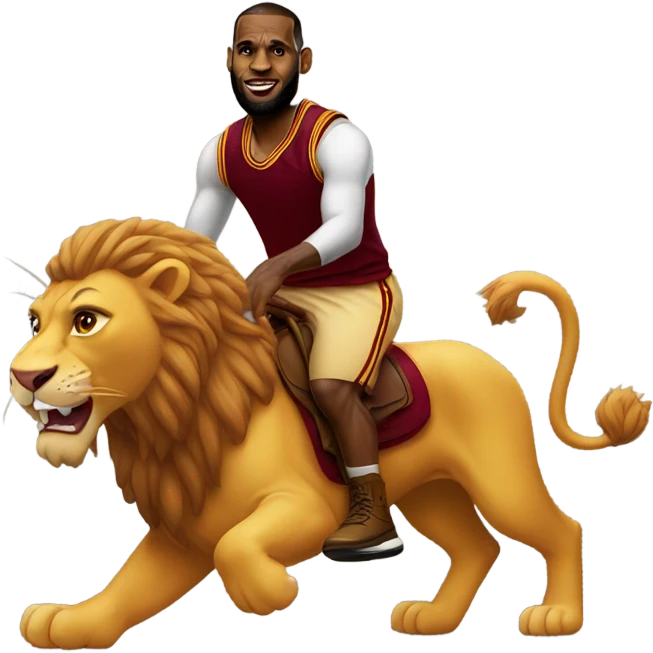 LeBron James riding a lion emoji