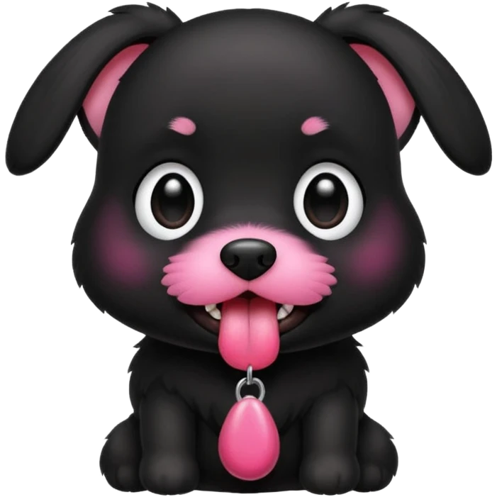 a little cute black dog saying "默默哒" emoji